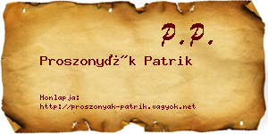 Proszonyák Patrik névjegykártya